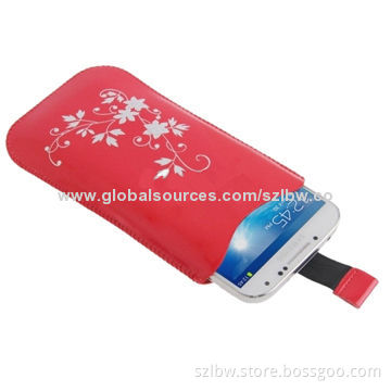 Flower Pattern Leather Pocket Pouch Sleeve Bag with Pull Up Tab for iPhone6